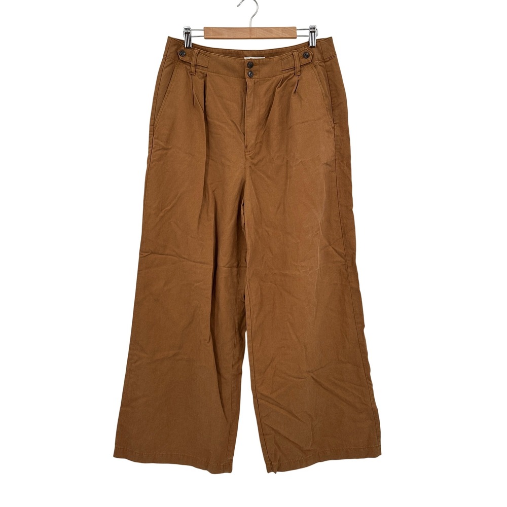 Madewell‎ The Harlow Wide-Leg Pant Womens 12 Acorn Brown Pleated